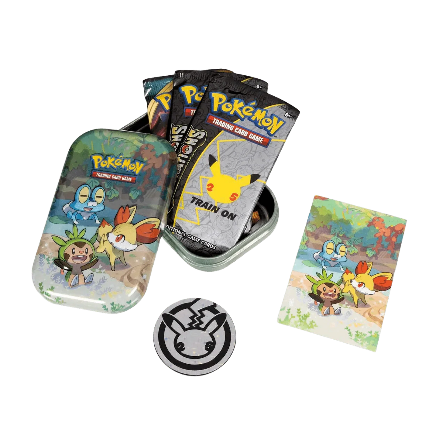 Pokemon TCG - Sword & Shield - Celebrations - Mini Tin - Chespin, Fennekin & Froakie