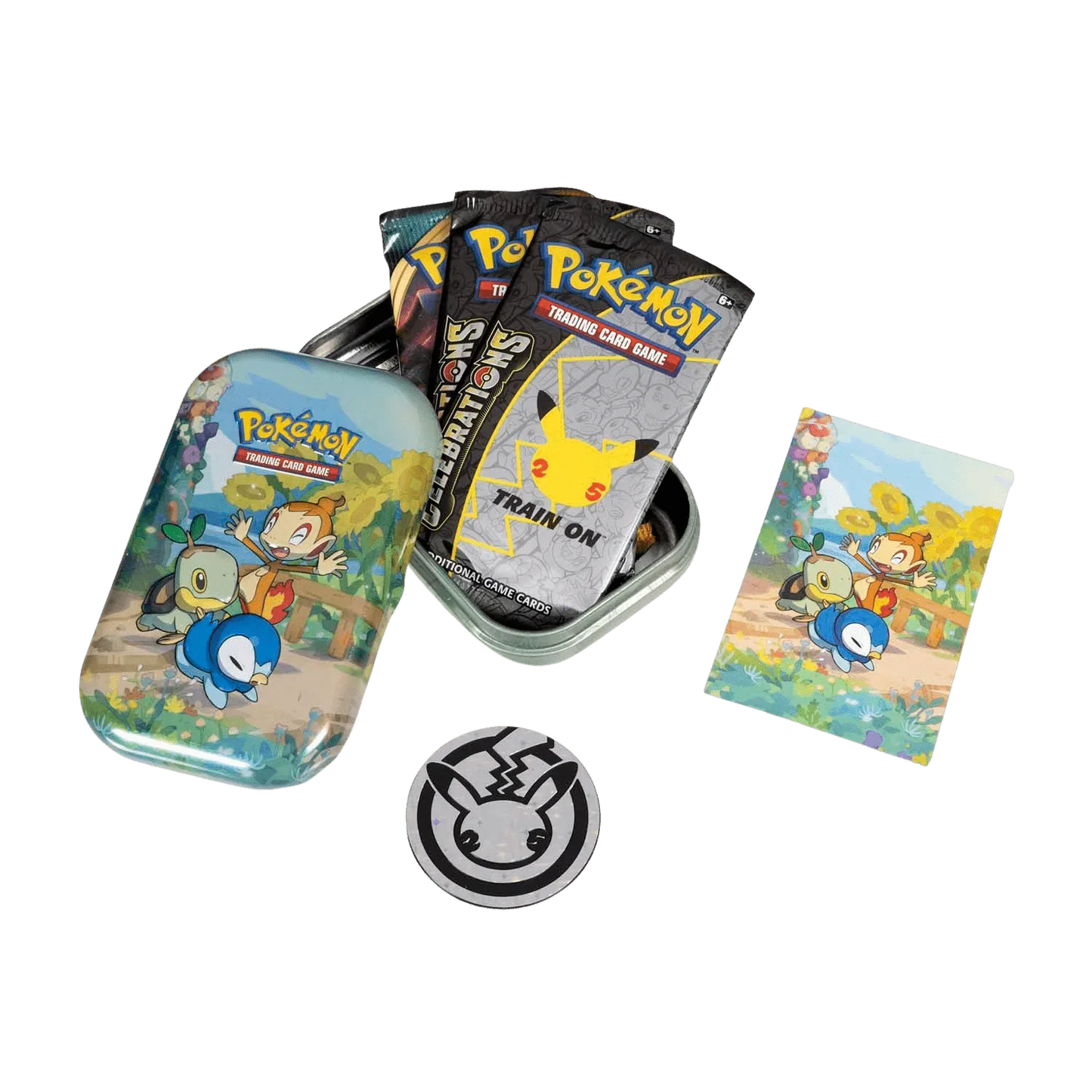 Pokemon TCG - Sword & Shield - Celebrations - Mini Tin - Turtwig, Chimchar & Piplup