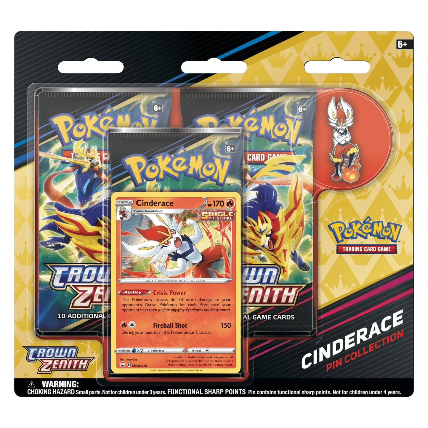 Pokemon TCG - Sword & Shield - Crown Zenith - Pin Collection - Cinderace