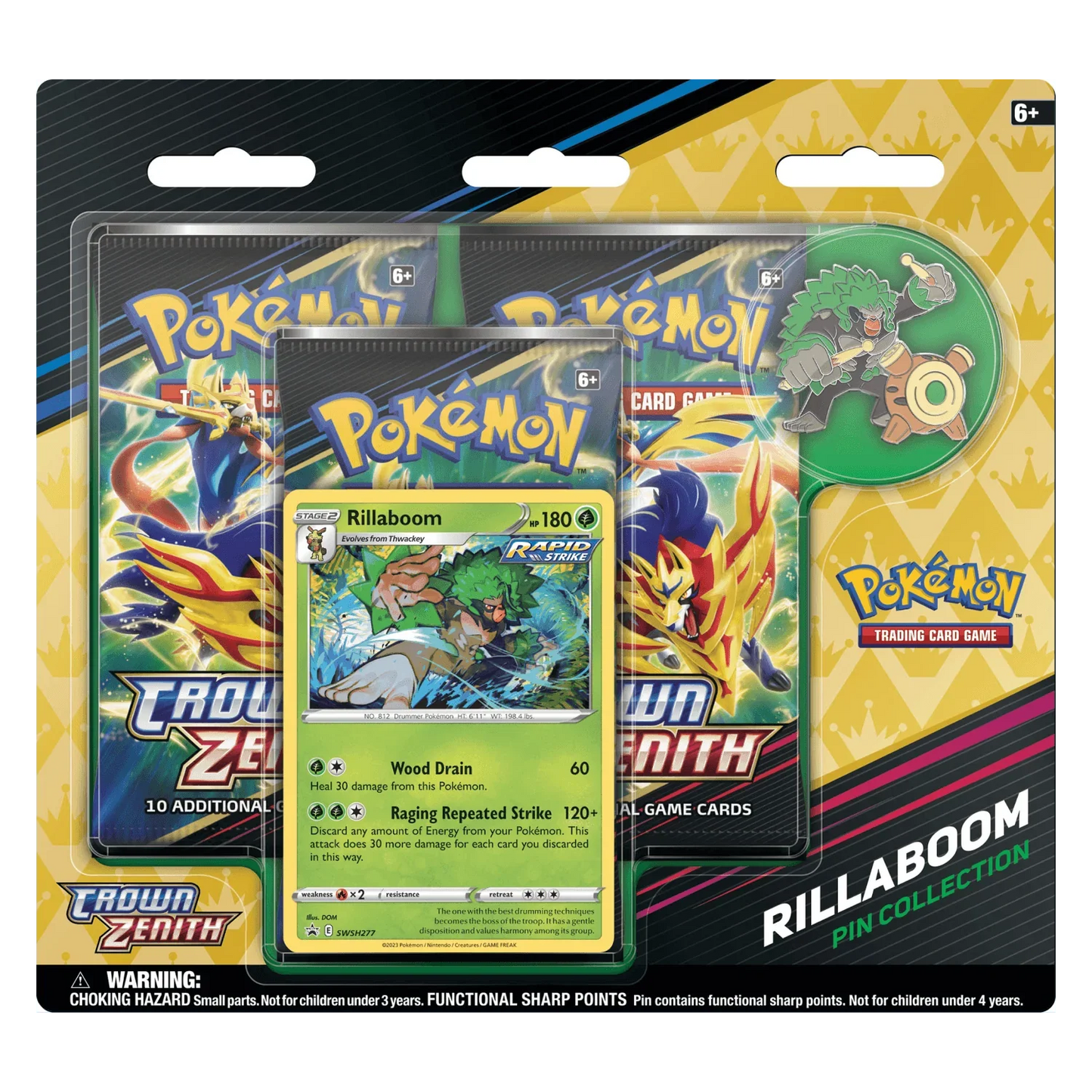 Pokemon TCG - Sword & Shield - Crown Zenith - Pin Collection - Rillaboom