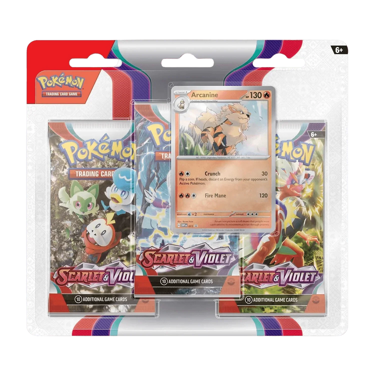 Pokemon TCG - Scarlet & Violet - Base Set - 3-Pack Blister - Arcanine